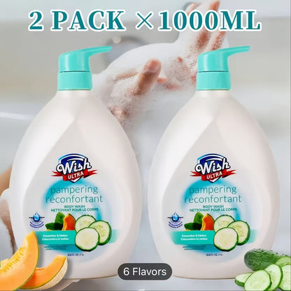 Vitamin E Body Wash for Women & Men Deep Cleansing Blackhead Removal Dead Skin Exfoliating Long-Lasting Fragrance Shower Gel Multiple Scents Cucumber Melon Peach Coconut Shea Butter Single & 2-Pack