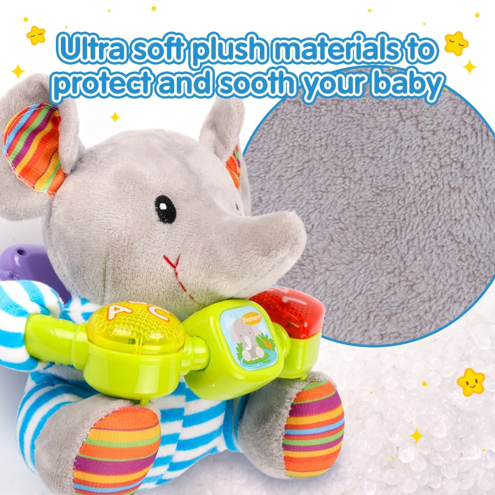 Musical Elephant Plush Toy with Music & Light – Soft Soothing Stuffed Animal for Baby Toddler Boys Girls, Calming Sleep Aid Bedtime Toy, Birthday Christmas Baby Shower Holiday Gift for Kids