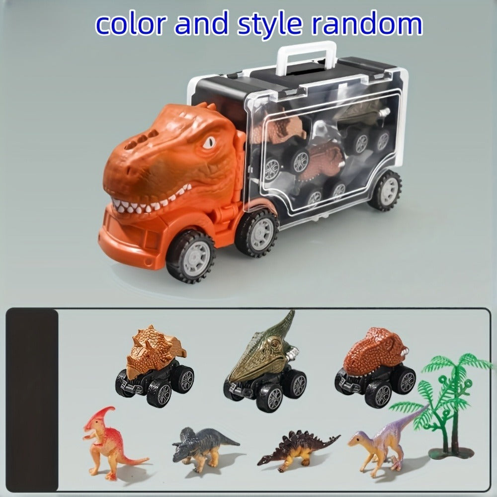 T-Rex Dinosaur Car Playset for Kids – Large Dino Truck with Mini Dinosaur Cars Figures & Accessories, Boys Dino Vehicle Toy Birthday Gift Ages 3 4 5 6