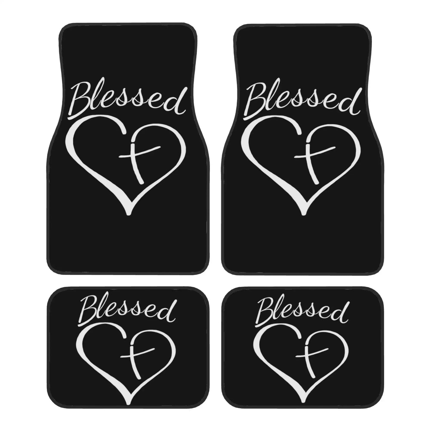 4pcs Set Of Heart-patterned Front And Rear Car Floor Mat with Blessing Letter, Anti-slip, Stain-resistant And Easy to Clean. Car Interior Accessories, Suitable for All Vehicle Model. Father's Day Gift, High Temperature Resistance, Summer Self Driving