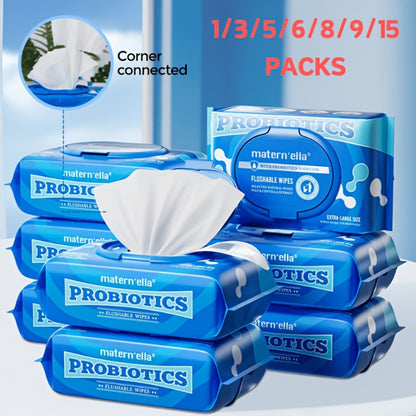 Flushable Wet Wipes with Probiotics – Plant-Based Fibers, Fragrance Free, Sewer Safe, Soft & Thick Disposable Butt Wipes for Adults, Incontinence & Personal Care (1/3/5/6/8/9/15 Packs)