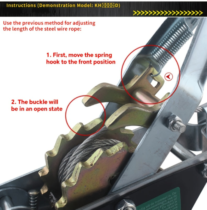 Manual Winch, Heavy-duty Cable Puller, Cargo Binding and Securing Straps (with 2 Hooks), Manual Winch and Wire Rope Cable Puller, Portable Tire Reinforcement Winch Manual Trailer, Equipment Transportation Material Cable Puller