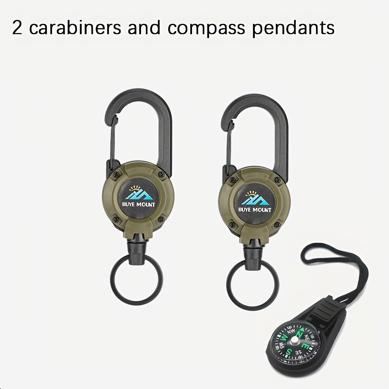 Tactical Retractable Keychain 2-Pack – Heavy Duty 23-Inch Steel Wire Rope with Lanyard, Multi-Tool Badge Holder & ID Clip for Camping, Hiking, Fishing & Everyday Carry (4 Colors)
