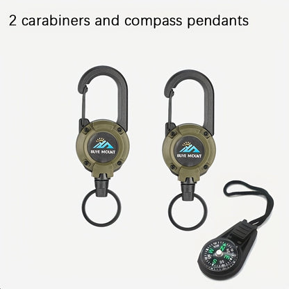 Tactical Retractable Keychain 2-Pack – Heavy Duty 23-Inch Steel Wire Rope with Lanyard, Multi-Tool Badge Holder & ID Clip for Camping, Hiking, Fishing & Everyday Carry (4 Colors)