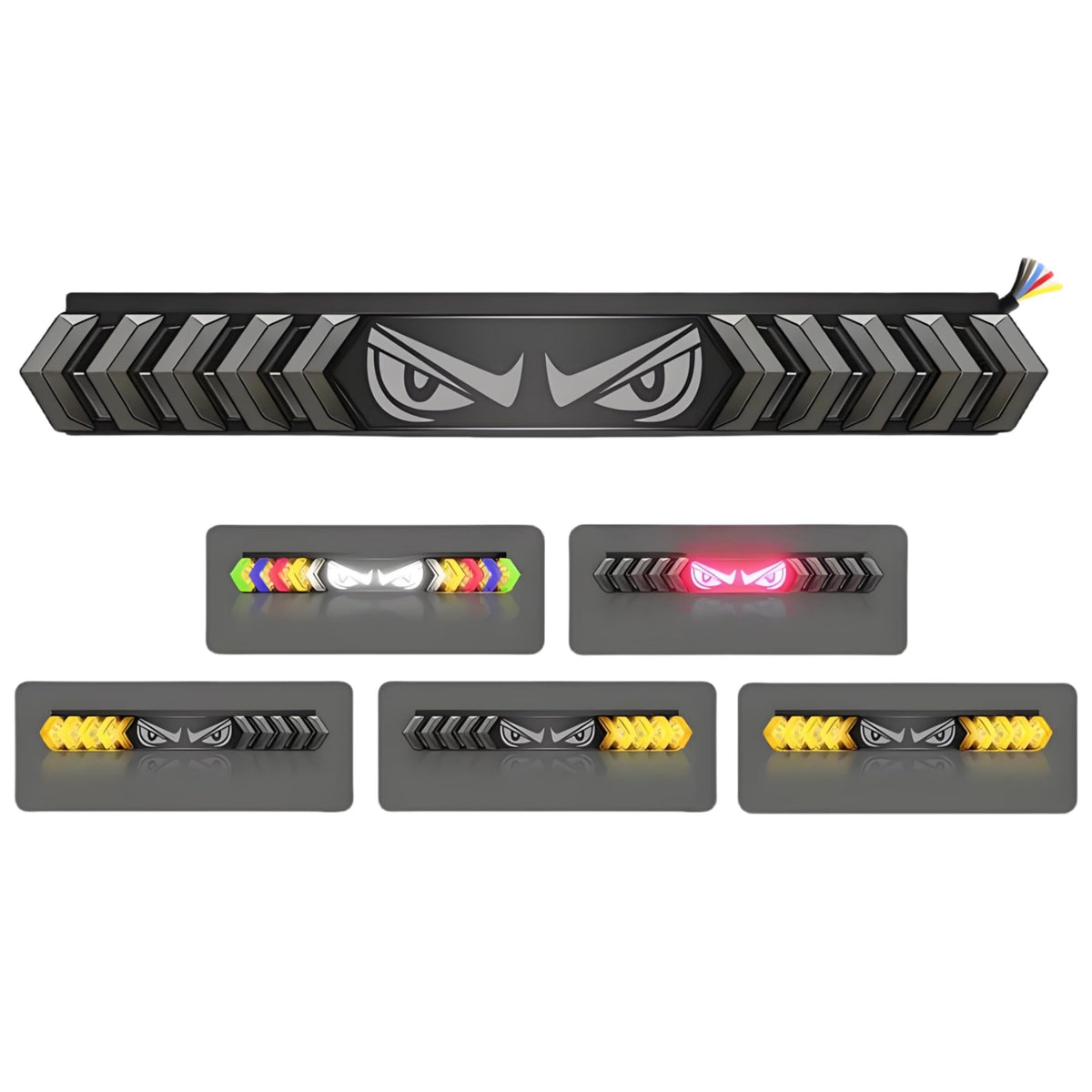 24-inch Devil Eye LED Truck Tailgate Lights, Red Sequential Rotating LED Light，RGB Flashing LED Truck Light Bar for Heavy Duty Trucks/Vans/RVs