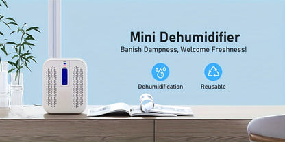 Mini Rechargeable Dehumidifier – Portable Silica Gel Moisture Absorber for Closet, Bathroom, Car, Wardrobe & Bookcase, Reusable Small Dehumidifier with Color-Changing Crystals, Up to 35 Sq Ft Coverage