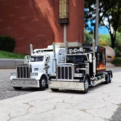 Semi Truck Toy 1:24 Scale Die-Cast Metal Pull-Back Alloy Semi-Trailer Truck with Trailer – Heavy Duty Truck Model Collectible Ornament for Kids Boys Ages 3+ | Best Birthday Christmas Gift