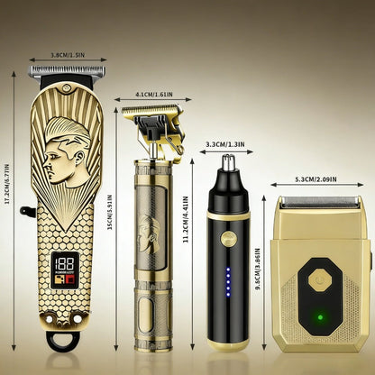 Hair Clipper & Beard Trimmer Set for Men USB Rechargeable with LCD Display – Professional Cordless Barber Kit Home Grooming Bundle, Gift for Men 2pcs or 4pcs