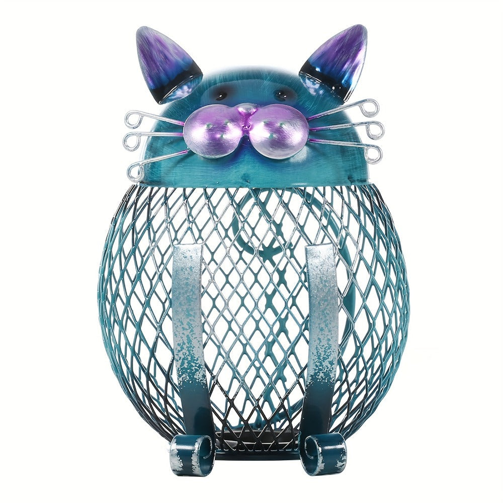 Ceramic Cat Piggy Bank with Removable Bottom Lid - Cute Kitten Coin Bank Figurine for Kids & Adults, Cat Lover Gift, Home Decor for Shelf & Office, Birthday Christmas Halloween Present