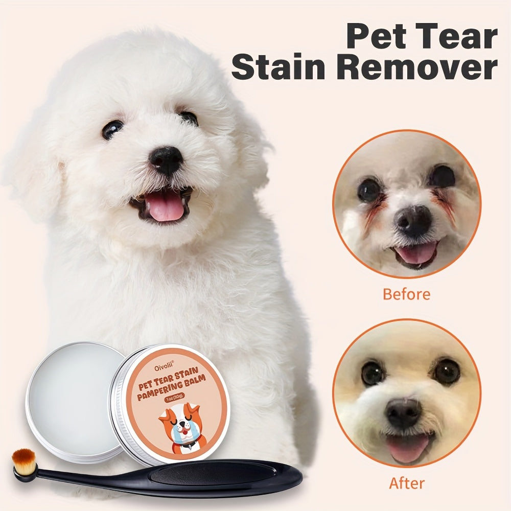 Pet Tear Stain Removal Gel with Brush – Plant-Based Safe Formula for Dogs & Cats, Gentle Effective Eye Stain Cleaner, 30g