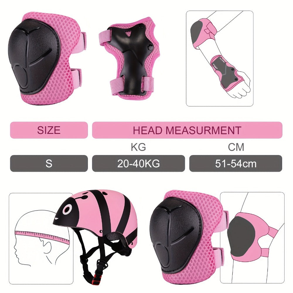 Kids Bike Helmet & Protective Gear Set 7-Piece for Ages 2-8 Boys Girls Adjustable Helmet Knee Elbow Wrist Pads for Cycling Skating Scooter Birthday Gift