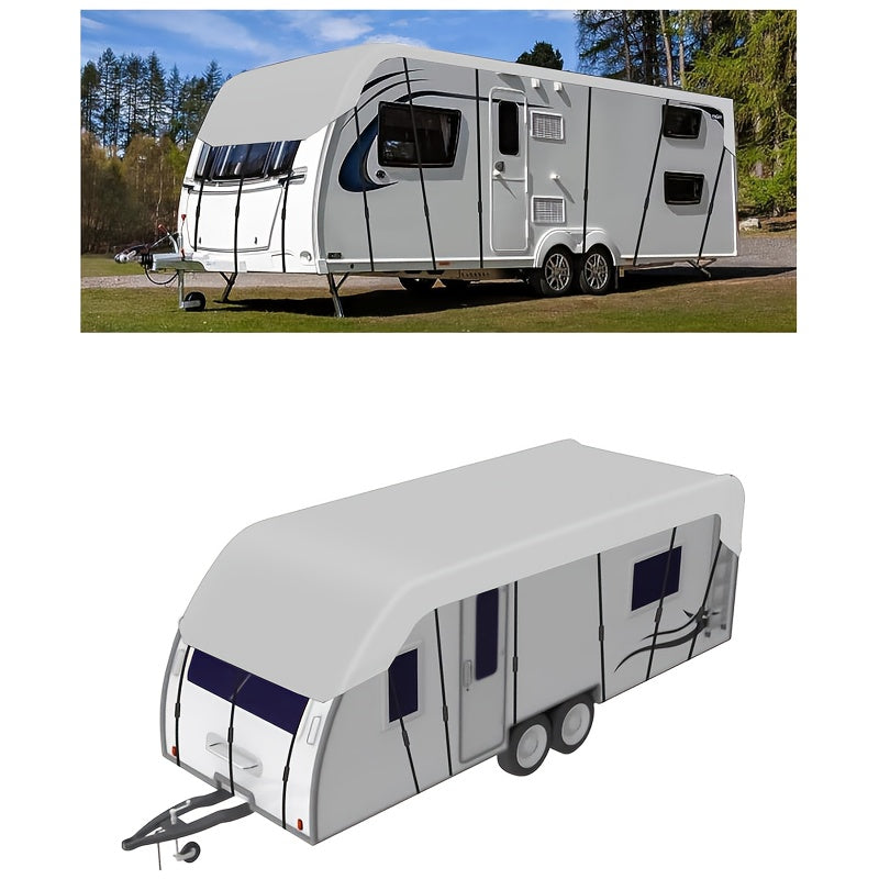 Patio/Outdoor RV Cover, Anti-falling Leaves, Sunshade & Heavy Duty Waterproof Oxford Fabric for Motorhome/Caravan Protection, Foldable, Easy to Installation, RV & Trailer Cover
