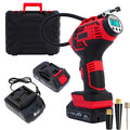 20V Portable Car Tire Inflator Pump, Air Compressor with 12V Car Adapter, Digital Display, Blow Mold Case, Suitable for Car, Motorcycle, Bicycle Tires, And Balls, Red And Yellow