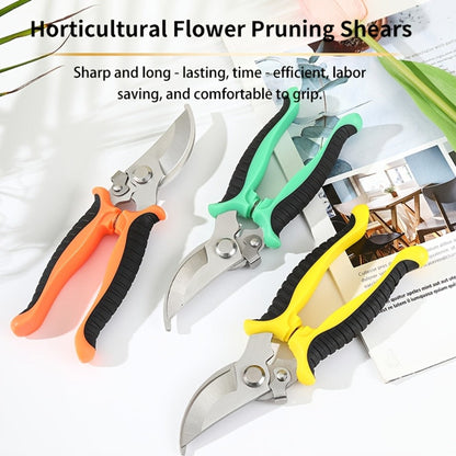 Gardening Pruning Tool Set 8 Piece Stainless Steel | Pruning Shears Scissors Pliers Ergonomic Handle with Wiping Cloth | Lawn Tree Garden Care Kit Orange Yellow Green