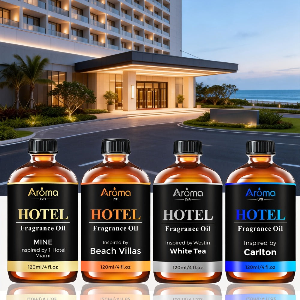 Hotel Fragrance Essential Oil 4oz/120ml – Luxury Scent for Diffuser, Humidifier, Candles & Perfume | White Tea, CapriBreeze, MINE, Beach Villas, R-C Hotel