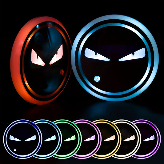 Set of 2 LED Neon Coasters for Cars, Featuring Cup Holder Lights with 7 Colors, Designed for Interior Decoration, USB Rechargeable Cup Mats, And LED Ambiance Lights Suitable for Car Interiors, Bars, And Home Decor