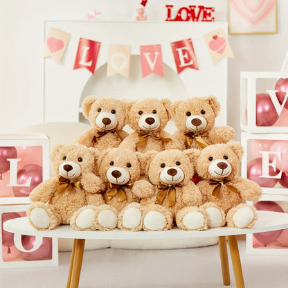 Teddy Bears Bulk Set 8 Pack 11 Inch Soft Stuffed Bear Plush Toys — Baby Shower Decorations Party Favors Classroom Prizes, Dark Brown & Khaki Bear Gift Set for Kids Birthday Holiday