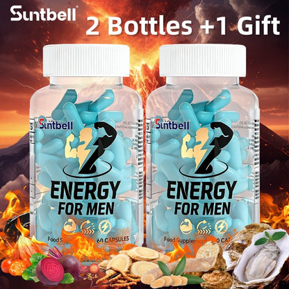 Men's Energy & Hormone Support Capsules 60ct – Horny Goat Weed, Tongkat Ali, Maca & L-Citrulline – Natural Vitality, Stamina & Performance Supplement for Men – Great Gift for Him