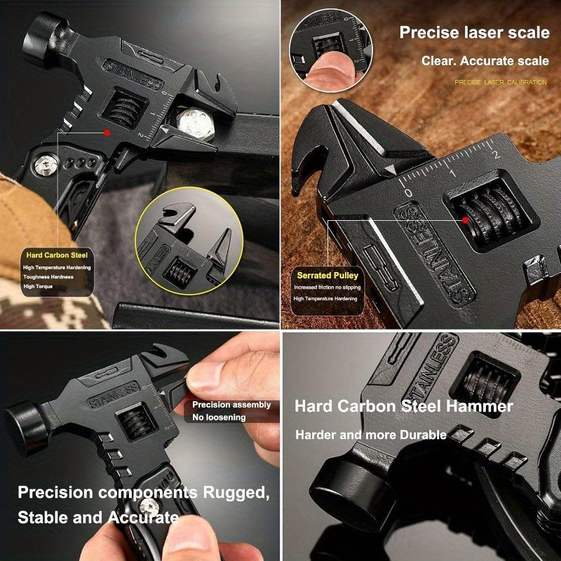 16-in-1 Multitool Stainless Steel – Compact EDC Pocket Tool with Pliers, Adjustable Wrench, Screwdrivers & Knife | Camping Gear & Gift for Dad & Boyfriend