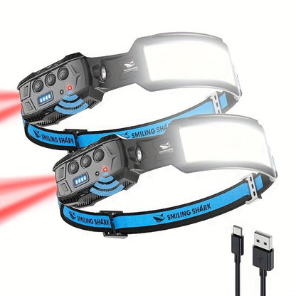 Motion Sensor Headlamp Rechargeable – 720 Lumen 7-LED Head Torch, 270° Wide-Angle Beam, Red Tail Light, 6 Modes, Waterproof Head Light for Camping, Running, Emergencies & Outdoor Work