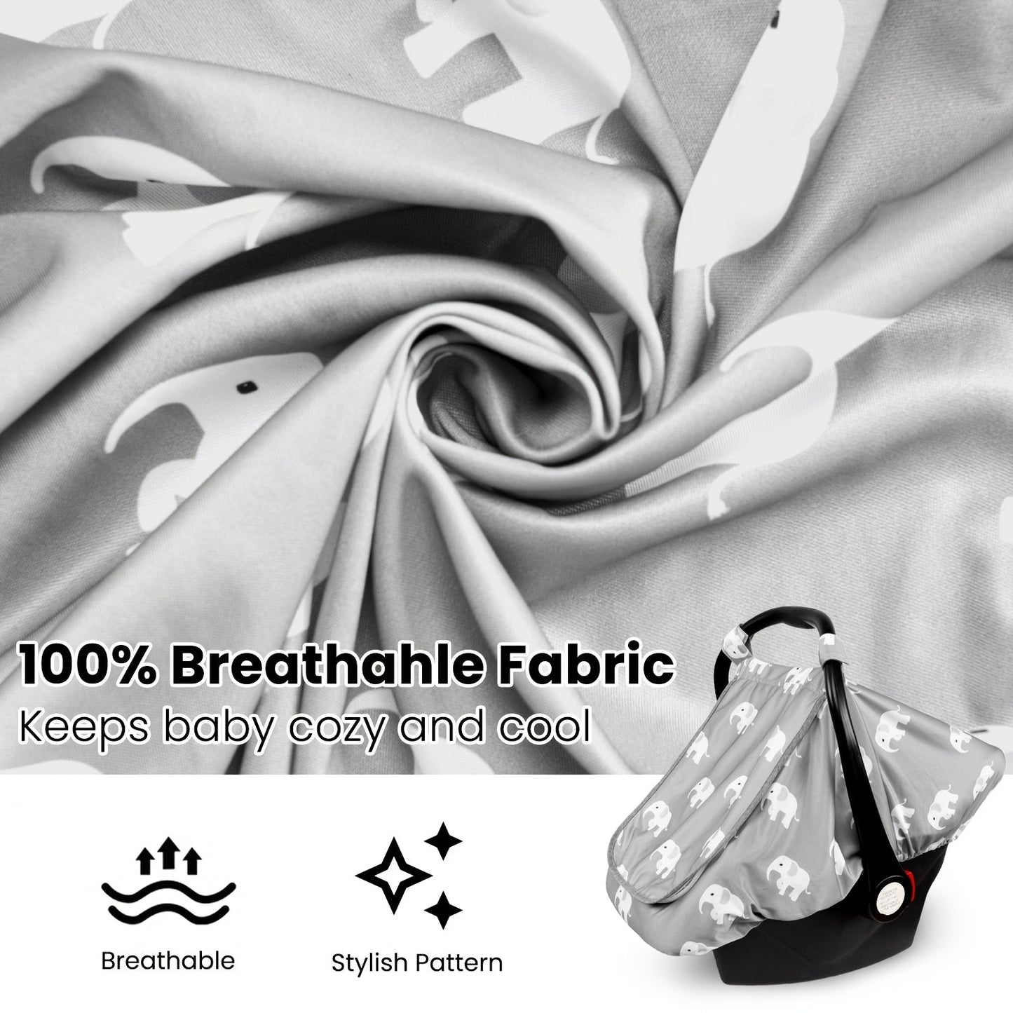 Baby Car Seat Cover - Breathable Beavtaens Covers Stretchy