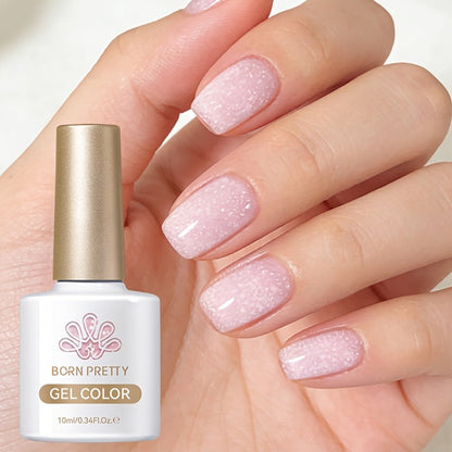Glitter Jelly Gel Nail Polish Snowflake Sequin Pink Soak-Off UV LED – Semi-Permanent Sparkle Gel Varnish 10ml, Long-Lasting Christmas Holiday Winter Nail Art for DIY Salon Manicure Women
