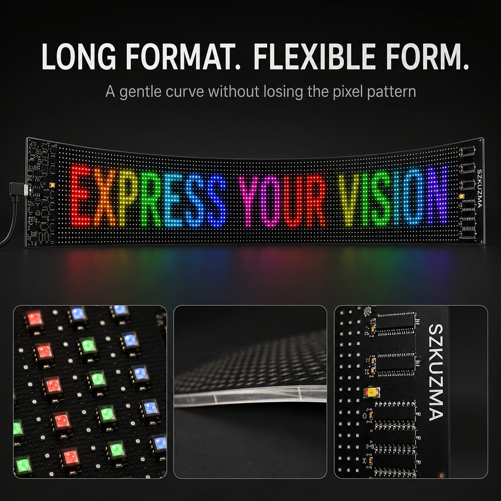 Programmable LED Signs, Flexible And Flexible LED Display, Mobile App Programming Text, Adjustable Screen Brightness, USB Power Supply, With Remote Control, Suitable For Store Signboards, Cars, Concerts, Holiday Party Decorations And Gifts