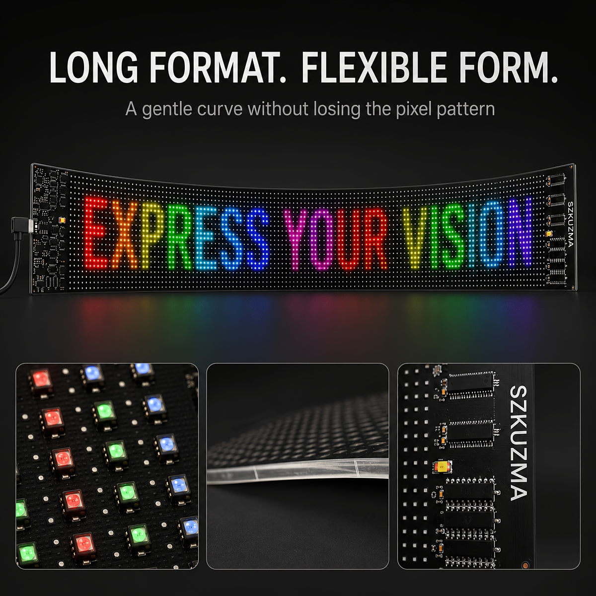 Programmable LED Signs, Flexible And Flexible LED Display, Mobile App Programming Text, Adjustable Screen Brightness, USB Power Supply, With Remote Control, Suitable For Store Signboards, Cars, Concerts, Holiday Party Decorations And Gifts