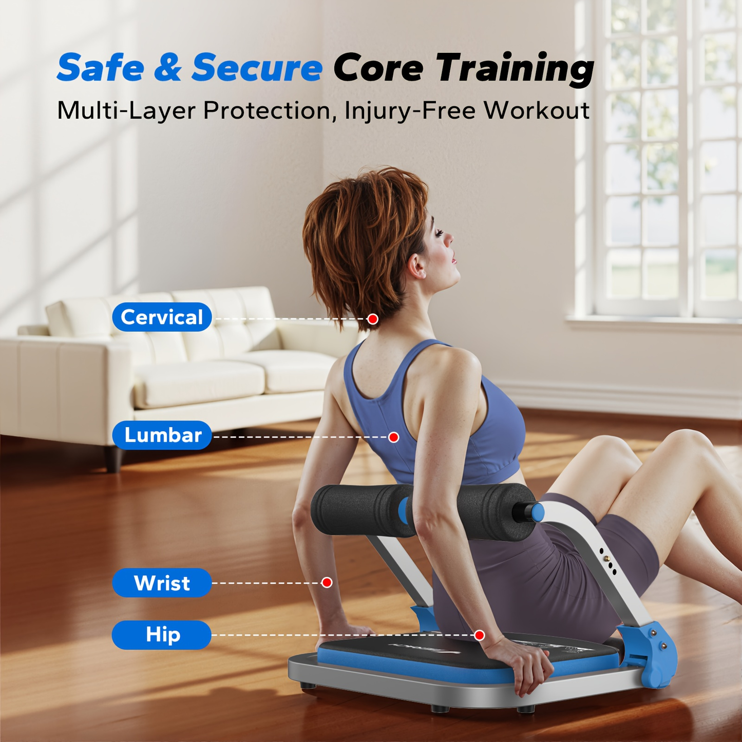 Ab Trainer Abdominal Machine – Multifunctional Core Strength Trainer for Home Gym, Waist Slimming & Belly Fat Workout, Adjustable Ab Roller Exercise Equipment for Men & Women, Red & Blue Available
