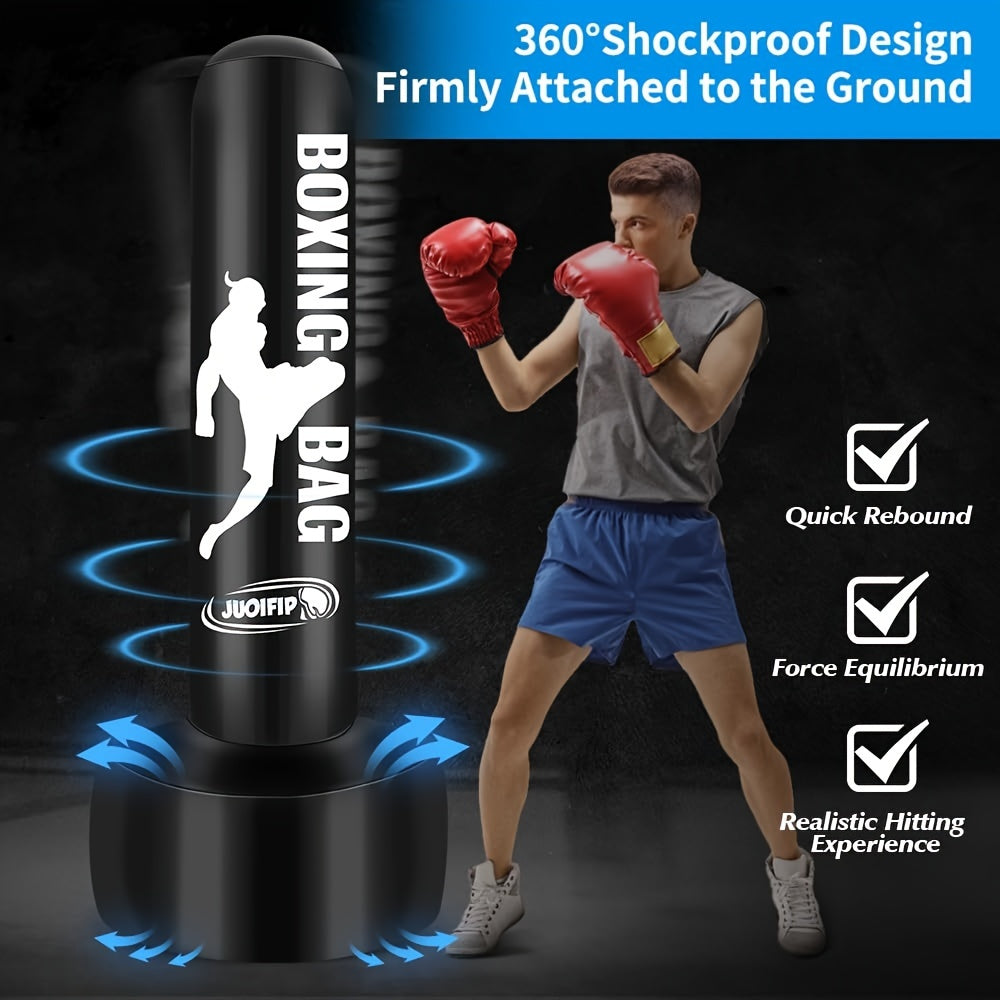 Freestanding Punching Bag 69" Heavy Bag with Stand – Inflatable Kickboxing Bag for MMA, Muay Thai & Fitness Training, No-Mount Standalone Base, Indoor & Outdoor Use, Ages 14+