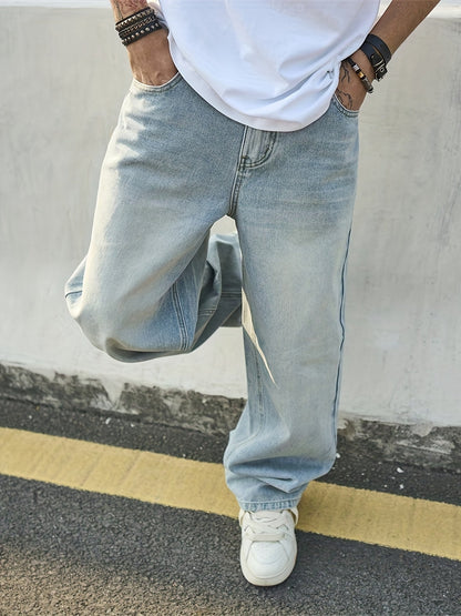Men's Baggy Jeans - Classic Wash Clean Finish