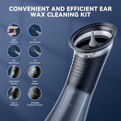 Electric Ear Cleaning System Professional Edition 3-Speed Hydraulic – Visual Waste Tank, Ear Dryer, USB Charging, Dry Dirty Storage, Safe Home Ear Wax Removal Kit Christmas Gift