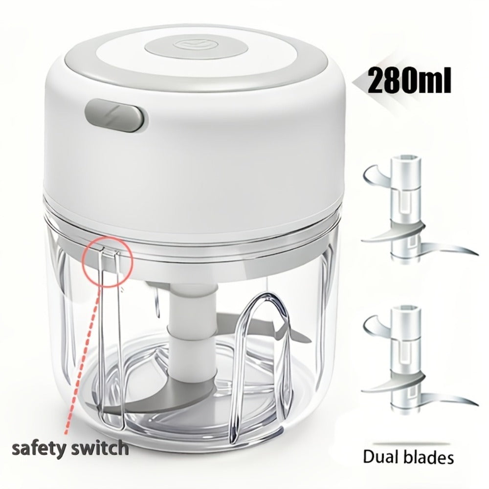 Mini Food Processor USB Rechargeable Electric Chopper 9.47oz – Portable Wireless Meat Grinder & Blender for Garlic, Vegetables, Fruit, Ginger & Chili, Compact Kitchen Tool for Home Office Travel