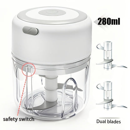 Mini Food Processor USB Rechargeable Electric Chopper 9.47oz – Portable Wireless Meat Grinder & Blender for Garlic, Vegetables, Fruit, Ginger & Chili, Compact Kitchen Tool for Home Office Travel