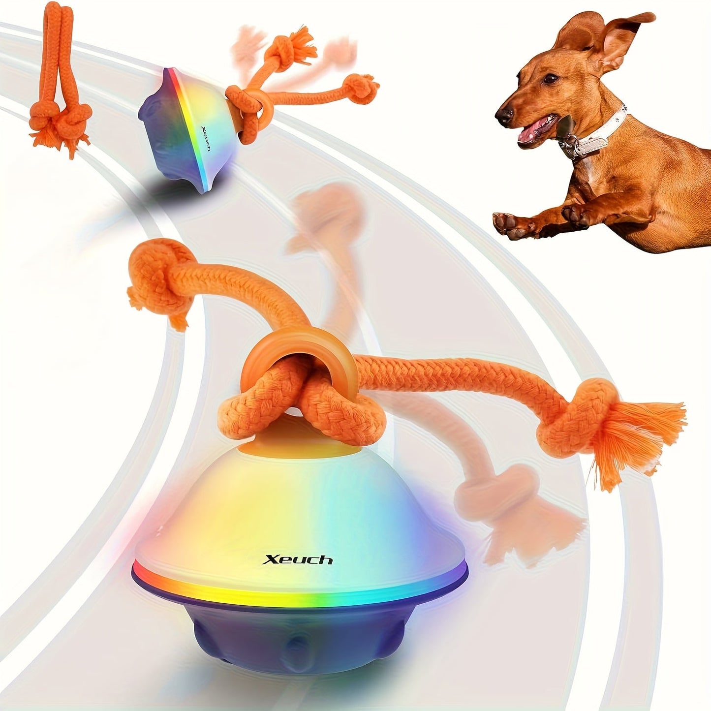Automatic Rolling Dog Ball Toy with Rope - Motion-Activated Wicked Ball with Voice Recording, Interactive Self-Moving Stimulation Toy for Small Medium Dogs, Relieves Boredom & Anxiety