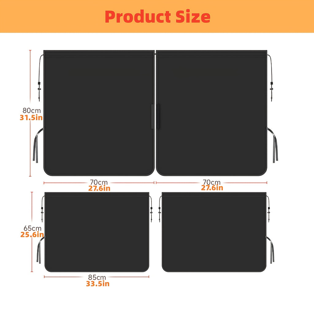 Set of 4 Car Window Shades, 2 Privacy Divider Curtains & 2 Side Window Covers, Wide Sedan SUV Sunshade Screen Covers for Travel Camping Nap Sleeping.