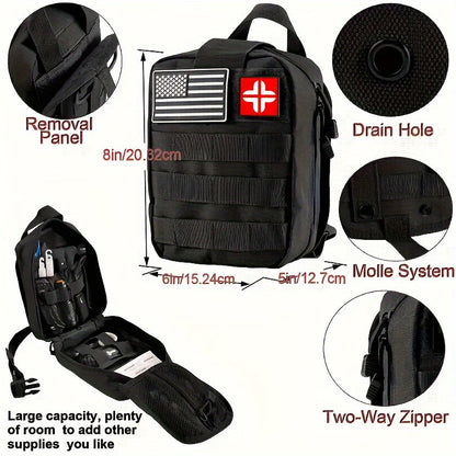 217 Piece Survival Kit with First Aid Kit & Molle Storage Bag - Emergency Gear Set for Camping, Hiking, Outdoor Adventure, Home & Office, Perfect Gift for Men, Dad, Husband, Son - Orange Green Khaki Black Red Camouflage