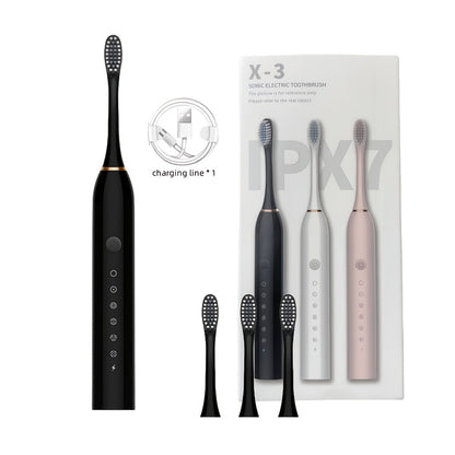 Rechargeable Electric Toothbrush with 6 Cleaning Modes & Smart Timer – USB Sonic Toothbrush for Adults, Replacement Heads Included, 3 Colors, Whitens Teeth & Protects Gums, Great Family Gift