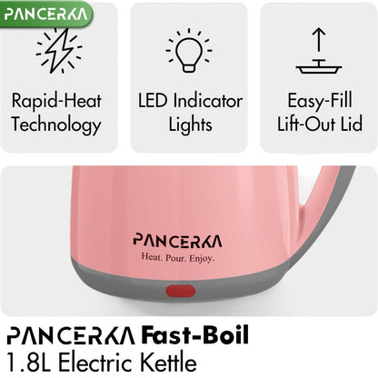 Hot Water Boiler Electric Kettle 1.8L Stainless Steel Fast Boiling Auto Shut-Off Countertop Instant Kettle for Coffee Tea Maker Pink White