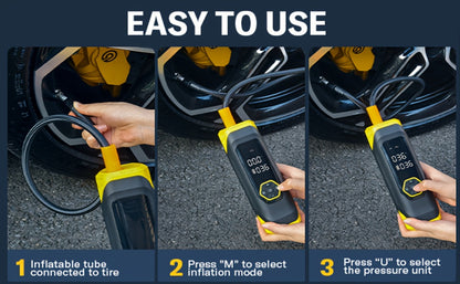 OLGEO M9 Portable Tire Inflator 180PSI Cordless Air Compressor 8-in-1 Fast Inflation 40-Min Battery Type-C Fast Charge LED Light for Car Bike Motorcycle Ball
