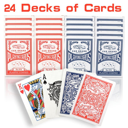 2026 World Cup Playing Cards – Bulk 24 Decks Set, Premium Coated Cardstock, Standard Size 2.5"x3.5", Blue & Red Soccer Fan Card Game for Family, Parties & Christmas | Toy Play Nest