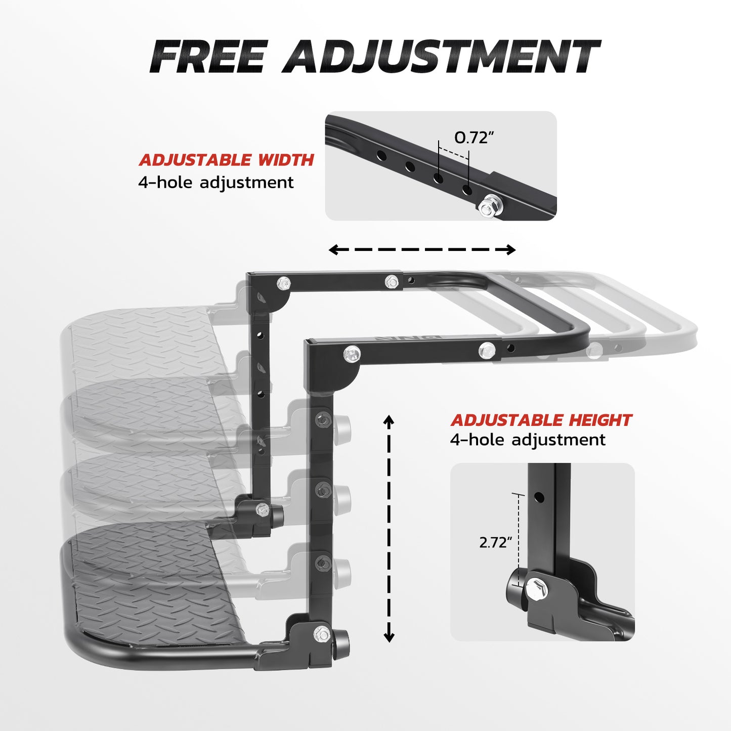 Folding Tire Step Adjustable Mounted Step for Car Pickup Truck SUV RVs, Heavy Duty, Fit Most Tire From 9'' to 13'', Max Capacity 330 lbs