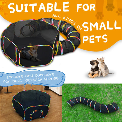 Outdoor Cat Enclosure with Play Tunnel - Portable Catio Tent & Cat Playpen for Indoor Cats, Cage-Free Outside Cat Run with Enclosed Tunnel, Safe Outdoor Exercise Space for Cats & Small Animals