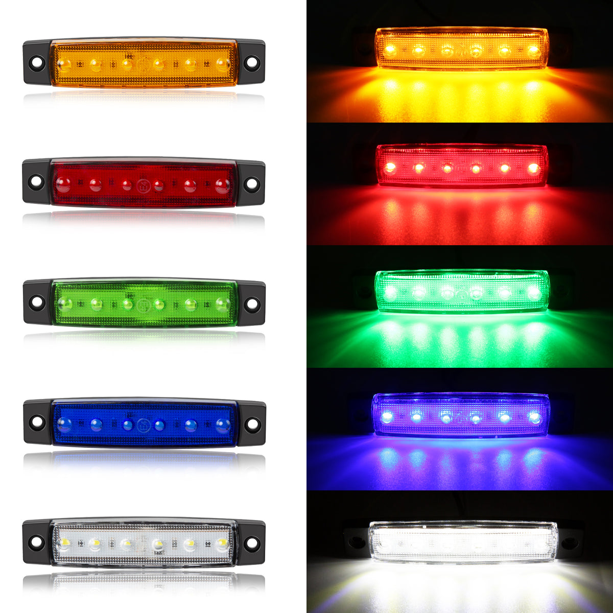 20pcs 12V (10 Red&10 Amber) 3.8" 6 LED Front Rear Side Marker Indicator Lights LED Lamp Indicator for Car Truck Trailer Lorry Bus -Bus Indicator Lights, Trailer Safety Lamps, Vibrant Lighting, High Brightness Leds, Durable Protective Casing