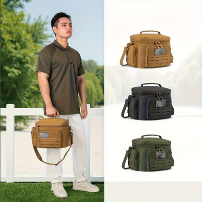 Tactical Insulated Lunch Bag for Men – Expandable Heavy-Duty Cooler Bag with MOLLE Webbing, Leakproof Thermal Lunch Box for Work, Camping, Outdoor Picnic & Hiking – Available in Green, Black & Khaki