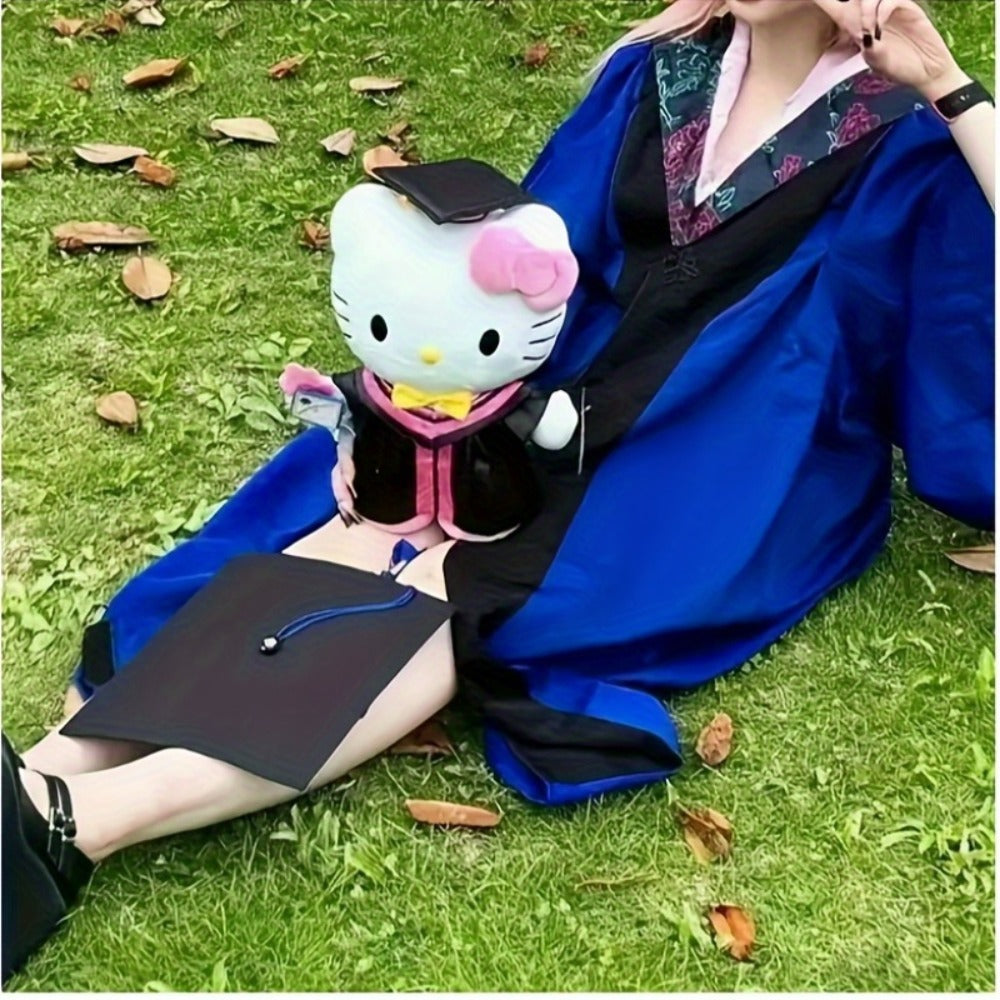 Hello Kitty Graduation Cap and Gown Set — Officially Licensed Sanrio Doctoral Cap & Bachelor Gown, Kawaii Grad Gift for Girls & Teens, Graduation Photo Prop, Party Decor, Bouquet Decoration, Student Prize