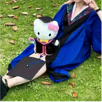 Hello Kitty Graduation Cap and Gown Set — Officially Licensed Sanrio Doctoral Cap & Bachelor Gown, Kawaii Grad Gift for Girls & Teens, Graduation Photo Prop, Party Decor, Bouquet Decoration, Student Prize