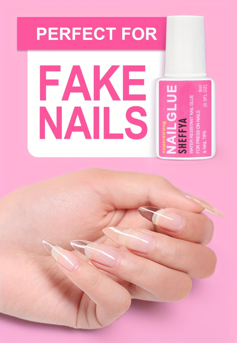 Brush-On Nail Glue Maximum Strength 0.27oz by SHEFFYA – Long-Lasting Mess-Free Precision Applicator for Press-On Nails, Nail Tips & Acrylic Nails, Salon & DIY Home Nail Art, 2pc 5pc 10pc Value Sets