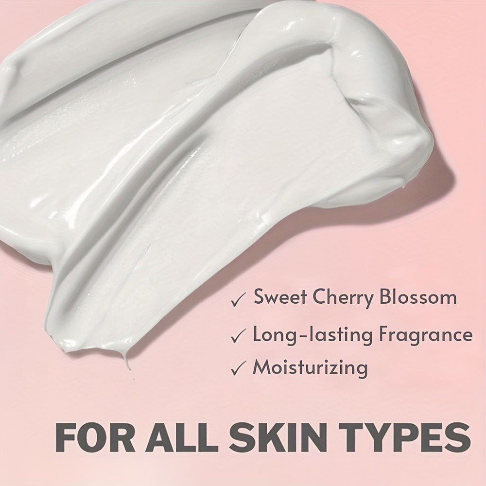 Cherry Blossom Body Lotion 8oz – Vitamin E & Glycerin Moisturizing Cream Non-Sticky 12-Hour Hydration Nourishing Day & Night Skin Care for All Skin Types Women