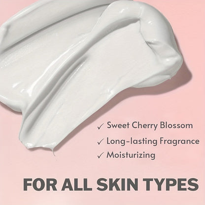 Cherry Blossom Body Lotion 8oz – Vitamin E & Glycerin Moisturizing Cream Non-Sticky 12-Hour Hydration Nourishing Day & Night Skin Care for All Skin Types Women
